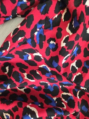 Umgee Red Leopard Print Mini Dress with Blue & Black Accents